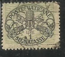 VATICANO VATIKAN VATICAN 1945 SEGNATASSE TAXES DUE TASSE TRIREGNO E CHIAVI DECUSSATE LIRE 1 USATO USED - Postage Due