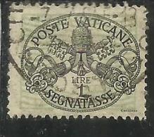 VATICANO VATIKAN VATICAN 1945 SEGNATASSE TAXES DUE TASSE TRIREGNO E CHIAVI DECUSSATE LIRE 1 USATO USED - Postage Due