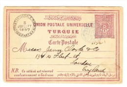 1897 UPU Karte Turquie 20 Paras Von Marash Nach London GB - Covers & Documents