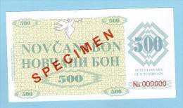 BOSNIA - BOSNIEN UND HERZEGOWINA, 500 Dinara 1992 UNC SPECIMEN No. 000000 FALSE. - Bosnie-Herzegovine