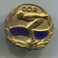 SWIMMING - Germany, DDR, Enamel, Pin, Badge - Swimming