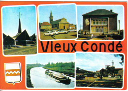 Carte Postale 59. Vieux-Condé  La Mine  Péniche  Trés Beau Plan - Vieux Conde