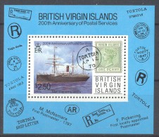 British Virgin Islands - 1987 200 Years Postal Service Block MNH__(TH-12177) - Iles Vièrges Britanniques