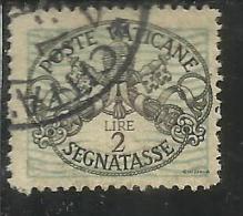 VATICANO VATIKAN VATICAN 1945 SEGNATASSE TAXES DUE TASSE TRIREGNO E CHIAVI DECUSSATE LIRE 2 USATO USED - Postage Due