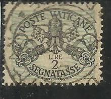 VATICANO VATIKAN VATICAN 1945 SEGNATASSE TAXES DUE TASSE TRIREGNO E CHIAVI DECUSSATE LIRE 2 USATO USED - Postage Due