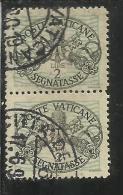 VATICANO VATIKAN VATICAN 1945 SEGNATASSE TAXES DUE TASSE TRIREGNO E CHIAVI DECUSSATE LIRE 2 COPPIA USATA PAIR USED - Strafport