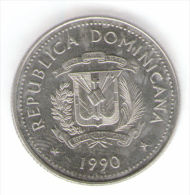 DOMINICANA 25 CENTAVOS 1990 - Dominicaine