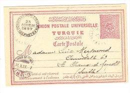 Türkei 1897 Ganzsache 20 Paras Von Canakkale Nach La Chaux De Fonds - Covers & Documents