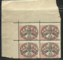 VATICANO VATIKAN VATICAN 1946 SEGNATASSE TAXES DUE TASSE TRIREGNO E CHIAVI DECUSSATE CENT. 80 LINEE PIù GRANDI MNH - Portomarken