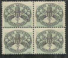 VATICANO VATIKAN VATICAN 1946 SEGNATASSE TAXES DUE TASSE TRIREGNO E CHIAVI DECUSSATE LIRE 2 LINEE PIù GRANDI MNH - Portomarken