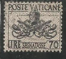 VATICANO VATIKAN VATICAN 1954 SEGNATASSE TAXES DUE TASSE TRIREGNO E CHIAVI DECUSSATE LIRE 70 USATO USED - Postage Due