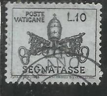 VATICANO VATIKAN VATICAN 1968 SEGNATASSE TAXES DUE TASSE TRIREGNO E CHIAVI DECUSSATE LIRE 10 USATO USED - Segnatasse