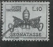 VATICANO VATIKAN VATICAN 1968 SEGNATASSE TAXES DUE TASSE TRIREGNO E CHIAVI DECUSSATE LIRE 10 USATO USED - Postage Due