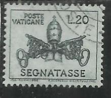 VATICANO VATIKAN VATICAN 1968 SEGNATASSE TAXES DUE TASSE TRIREGNO E CHIAVI DECUSSATE LIRE 20 USATO USED - Postage Due