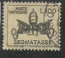 VATICANO VATIKAN VATICAN 1968 SEGNATASSE TAXES DUE TASSE TRIREGNO E CHIAVI DECUSSATE LIRE 100 USATO USED - Postage Due