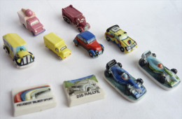 LOT 10 FEVES VEHICULES AUTOMOBILES DIVERS VOITURES DE COURSE F1 - VOITURES - CAMIONS - TOUTES DIFFERENTES Feve - Andere & Zonder Classificatie