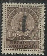 ITALIA REGNO ITALY KINGDOM 1944 REPUBBLICA SOCIALE ITALIANA RSI RECAPITO AUTORIZZATO CENT. 10 TIMBRATO USED - Fiscali