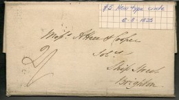 UK - 1825 ENTIRE COVER To BRIGHTON Cancelled By CITY ALONGSIDE And #5 New Type Circle (2nd Scan) - ...-1840 Préphilatélie