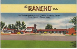 Reno Nevada, Rancho Motel, Lodging, C1940s Vintage Linen Postcard - Reno