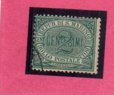 SAN MARINO 1877 - 1890 CIFRA NUMERAL CENT. 2 USATO USED - Oblitérés