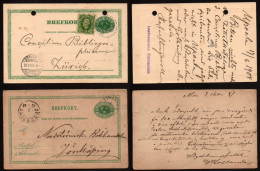 Suecia: Pareja De Tarjetas Enteros Postales De 5 Ore (1887 Y 1904) - Postal Stationery