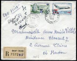 REUNION - N° 377 + PA 61 / LR AVION DE ST. DENIS LE 22/1/1969, POUR LA FRANCE - TB - Cartas & Documentos