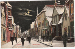 PLÖN Ploen Lange Strasse Mondscheinkarte Winter Schnee Color Belebt Ungelaufen - Plön