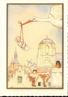 Devotie Geboortekaartje - Doop - Martin Verougstraete - Lebon - Kortrijk 1958 - Illustr. Anton Pieck - Birth & Baptism