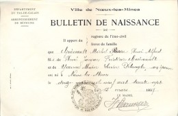 Acte De Naissance De Guénault Michel - Noeux - Les - Mines 1937 - Geburt & Taufe