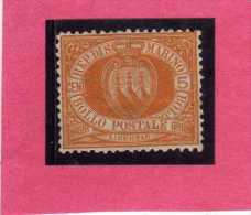 SAN MARINO 1877 - 1890 STEMMA COAT OF ARMS CENT. 5  MNH OTTIMA CENTRATURA SIGNED SIGLATO - Ungebraucht