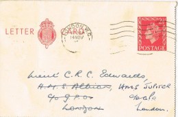 9706. Entero Postal Letter Card LONDON 1956. Reexpedite - Cartas & Documentos