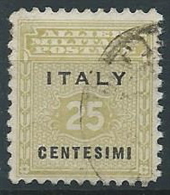 1943 OCCUPAZIONE ANGLO AMERICANA SICILIA USATO 25 CENT - ED590-7 - Ocu. Anglo-Americana: Sicilia
