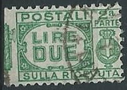 1927-32 REGNO USATO PACCHI POSTALI 2 LIRE SEZIONE - ED594-6 - Paketmarken