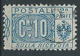 1914-22 REGNO USATO PACCHI POSTALI 10 CENT SEZIONE - ED595-3 - Paketmarken