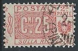 1914-22 REGNO USATO PACCHI POSTALI 25 CENT SEZIONE - ED595 - Postpaketten