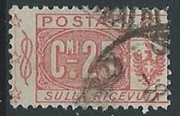 1914-22 REGNO USATO PACCHI POSTALI 25 CENT SEZIONE - ED595-6 - Paketmarken