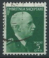 1939-40 ALBANIA USATO ORDINARIA 5 Q - ED597 - Albania