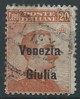 1918-19 VENEZIA E GIULIA USATO EFFIGIE 20 CENT - ED598-2 - Venezia Giulia