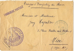 LBL26D - MAROC LETTRE EN FRANCHIS POSTALE EL AIOUN SIDI MELLOUK / NICE 8/10/1915 - Cartas & Documentos