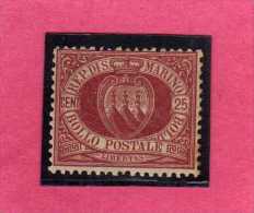 SAN MARINO 1877 - 1890 STEMMA COAT OF ARMS ARMOIRIES CENT.25 MH DISCRETA CENTRATURA - Unused Stamps