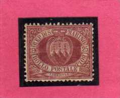 SAN MARINO 1877 - 1890 STEMMA COAT OF ARMS ARMOIRIES CENT.25 MNH BEN CENTRATO - Unused Stamps