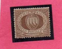 SAN MARINO 1877 - 1890 STEMMA COAT OF ARMS ARMOIRIES CENT.30 MLH DISCRETA CENTRATURA - Neufs