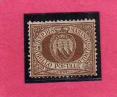 SAN MARINO 1877 - 1890 STEMMA COAT OF ARMS ARMOIRIES CENT.30 MNH DISCRETA CENTRATURA SIGNED FIRMATO - Unused Stamps