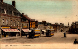 76-SOTTEVILLE LES ROUEN...PLACE VOLTAIRE AVEC TRAMS....CPA ANIMEE - Sotteville Les Rouen