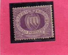 SAN MARINO 1877 - 1890 STEMMA COAT OF ARMS ARMOIRIES CENT.40 MLH DISCRETA CENTRATURA - Neufs