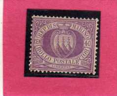 SAN MARINO 1877 - 1890 STEMMA COAT OF ARMS ARMOIRIES CENT.40 MNH DISCRETA CENTRATURA FIRMATO SIGNED - Neufs