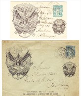 2 Entiers Postaux 5C Sage Avec "Impressions Drapeaux Et Président" 1896/97 - Lots Et Collections : Entiers Et PAP
