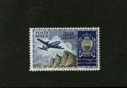 SAN MARINO 1954 POSTA AEREA AIRMAIL MNH GOMMA INTEGRA ORIGINAL GLUE POSTFRISCH LIRE 1000 - Airmail