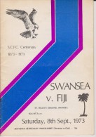 Official Rugby Programme SWANSEA - FIJI Centenary Match At St. Helen Ground September 1973 - Rugby