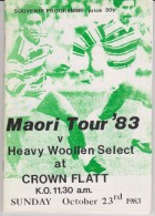 Official Rugby Programme MAORI TOUR '83 - HEAVY WOOLEN SELECT At CROWN FLATT October 1983 - Rugby